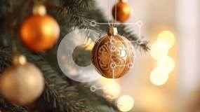 Intra Συλλεκτικό Ξύλινο Παζλ Plywood 4mm - Χρυσά στολίδια χριστουγεννιάτικων δέντρων Σε Ξύλινο Κουτί - Διαστάσεις: 10x10 cm – 25 κομμάτια