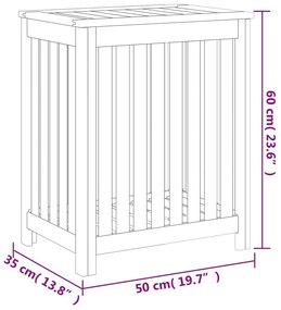 Καλάθι Άπλυτων 50x35x60 εκ. από Μασίφ Ξύλο Teak - Καφέ