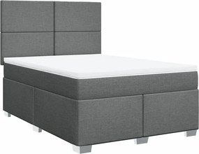 vidaXL Κρεβάτι Boxspring με Στρώμα Σκούρο Γκρι 140x200 εκ Υφασμάτινο