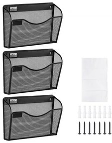 VEVOR File Wall Rack Mesh Wall File Holder 3-Piece 1 Pocket for Office &amp; School