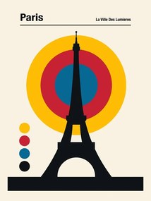 Εικονογράφηση Paris Eiffel Tower Retro travel Print, Retrodrome