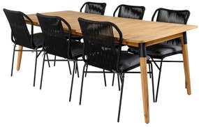 Σετ Τραπέζι και καρέκλες Dallas 3677, Ξύλο, Ξύλο, Σχοινί, Ξύλο: Ακακία, Μαξιλάρι καθίσματος: Ναι | Epipla1.gr