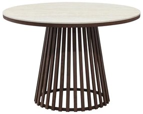 Τραπέζι Τραπεζαρίας FL06 Στρογγυλό Μπέζ Κεραμική Επιφάνεια και Καφέ Μεταλλική Βάση Φ110x75εκ 110x110x75 εκ.