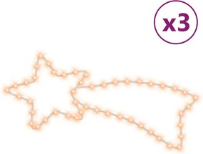 vidaXL Χριστουγεν. Φιγούρες Κομήτης 3 τεμ. 48 LED Θερμό Λευκό 65x28 εκ