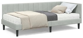 vidaXL Κρεβάτι Γωνίας με στρώμα Ανοιχτό γκρι 100 x 200 cm Βελούδο