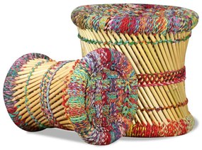 Σκαμπό με Λεπτομέρειες Chindi 2 τεμ. Πολύχρωμα από Μπαμπού - Πολύχρωμο