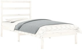 vidaXL Πλαίσιο Κρεβατιού Λευκό 75x190 εκ. Μασίφ Ξύλο Small Single