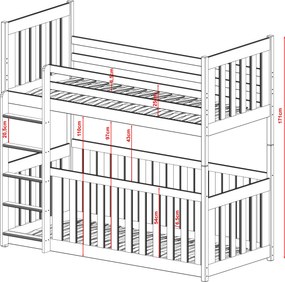 CRIS 80x160 grey bunk bed Lano Furniture