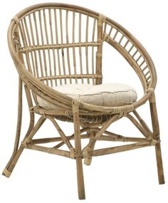 Πολυθρόνα Blore Inart φυσικό ξύλο με μαξιλάρι 68x48x81εκ 60x57x79 εκ.