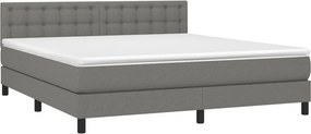 vidaXL Κρεβάτι Boxspring με Στρώμα Σκούρο Γκρι 160x200 εκ Υφασμάτινο
