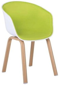 πολυθρόνα Steel OPTIM Φυσικό/ PP Άσπρο/Ύφασμα Lime 54x51x79cm (Σετ 4 ΤΕΜ)