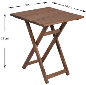 Τραπέζι πτυσσόμενο Klara Megapap από ξύλο οξιάς σε χρώμα καρυδί εμποτισμού 60x60x71εκ. - Ξύλο - GP013-0024