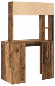 vidaXL Γραφείο με ράφι Παλαιό ξύλο 91 x 50 x 149 εκ Επεξεργασμένο ξύλο