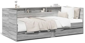 Καναπές-Κρεβάτι με Συρτάρια Γκρι Sonoma 100x200εκ. Επεξ. Ξύλο - Γκρι