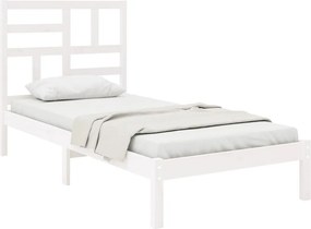 vidaXL Πλαίσιο Κρεβατιού Λευκό 75x190 εκ. Μασίφ Ξύλο Small Single