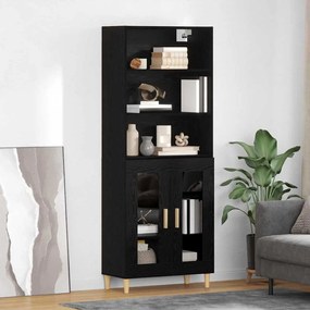 Highboard Μαύρη Οξυά 69,5 x 34 x 180 εκ. Επεξεργασμένο ξύλο