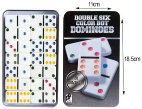 Έγχρωμο Ντόμινο σε Μεταλλικό κουτί 28 τεμ. – Double six color dot dominoes