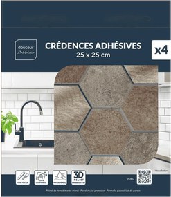 Αυτοκόλλητα πλακάκια Douceur d'intérieur - 25x23.2cm - 4τμχ - Γκρι