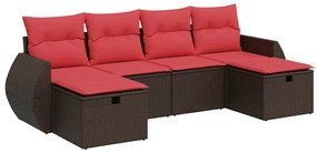 vidaXL Σαλόνι Κήπου Σετ 6 Τεμαχίων Καφέ Συνθετικό Ρατάν με Μαξιλάρια