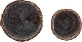 vidaXL Καλάθι Φυτών με αποθήκευση 2 pcs Καφέ Λάκακ Ράττανα