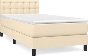 vidaXL Κρεβάτι Boxspring με Στρώμα Κρεμ 100 x 200 εκ. Υφασμάτινο