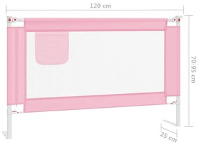 Μπάρα Κρεβατιού Προστατευτική Ροζ 120 x 25 εκ. Υφασμάτινη - Ροζ