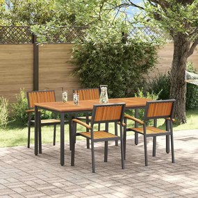 vidaXL Σέτ φαγητού για κήπο 5 pcs Μαύρο και καφέ 180 x 90 x 75 cm