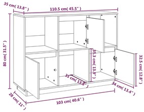 Ντουλάπι Καφέ Μελί 110,5x35x80 εκ. από Μασίφ Ξύλο Πεύκου - Καφέ