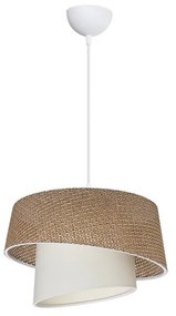 Φωτιστικό οροφής μονόφωτο Plexi ύφασμα σε καφέ και κρεμ απόχρωση Φ34x65εκ 34x34x24.5 εκ.