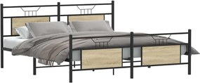 vidaXL Σκελετός Κρεβ. Χωρίς Στρώμα Sonoma Δρυς 160x200 εκ. Μεταλλικό