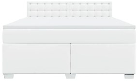 vidaXL Κρεβάτι Boxspring με Στρώμα Λευκό 180x200 εκ. Συνθετικό Δέρμα