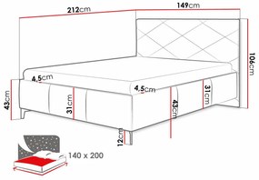 Κρεβάτι Beloit 116, Διπλό, Ανοιχτό καφέ, 140x200, Ταπισερί, Τάβλες για Κρεβάτι, 149x212x106cm, 83 kg | Epipla1.gr