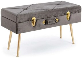 Σκαμπό Polina 0720328 80x34x42 Grey Metal,Velvet,Wood