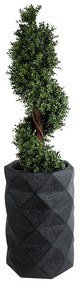 GloboStar® Artificial Garden GENOVA 20725 Επιδαπέδιο Πολυεστερικό Τσιμεντένιο Κασπώ Γλάστρα - Flower Pot Μαύρο Φ40 x Υ90cm