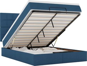 vidaXL Οθωμανικό κρεβάτι με στρώμα μπλε 140x190cm ύφασμα