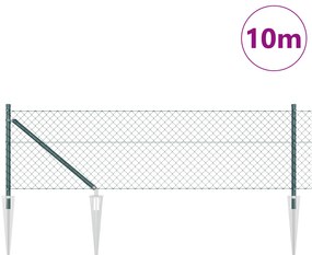 vidaXL Περίφραξη αλυσίδας με 7 άγκυρες 0.8x10 μ γαλβανισμένο χάλυβα