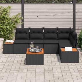 vidaXL Σετ Καναπέ Κήπου με μαξιλάρι 6 pcs Μαύρο Πολυ ράταν
