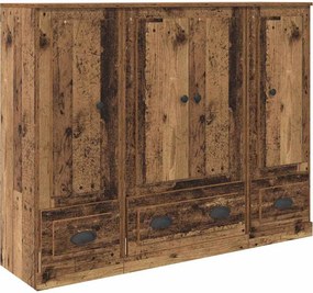 vidaXL Highboard με συρτάρι 3 pcs Παλιό Ξύλο Επεξεργασμένο ξύλο
