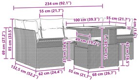 vidaXL Σετ Καναπέ Κήπου 7 κομματιών της  με Μαξιλάρια Ανοιχτό Γκρι Πολυ Ρατάν