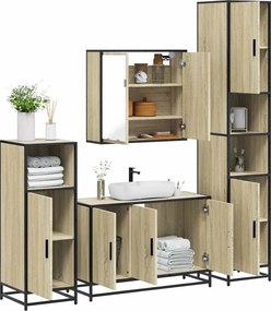 vidaXL Σετ Επίπλων Μπάνιου 4 Τεμαχίων Sonoma Δρυς Επεξεργασμένο Ξύλο