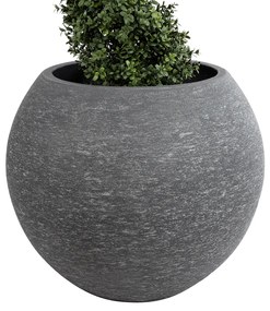 GloboStar® Artificial Garden COLUMBIA 20798 Επιδαπέδιο Πολυεστερικό Τσιμεντένιο Κασπώ Γλάστρα - Flower Pot Γκρι Φ60 x Υ51cm