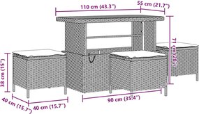 vidaXL Σετ Καναπέ Κήπου με μαξιλάρι 9 pcs Μαύρο Πολυ ράταν