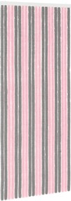 VidaXL Κουρτίνα εντόμων Chenille Ασημί Γκρι και Ροζ 90 x 220 cm