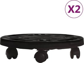 vidaXL Βάσεις Γλάστρας με Ρόδες 2 τεμ. Μαύρες Ø30 εκ. 170 κ.