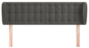 Κεφαλάρι με Πτερύγια Σκούρο Γκρι 147x23x78/88 εκ. Βελούδινο - Γκρι