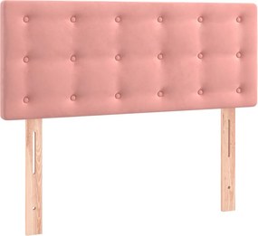 vidaXL Κρεβάτι Boxspring με Στρώμα Ροζ 90x190 εκ. Βελούδινο