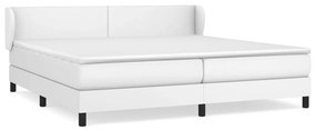 vidaXL Κρεβάτι Boxspring με Στρώμα Λευκό 200x200 εκ. Συνθετικό Δέρμα