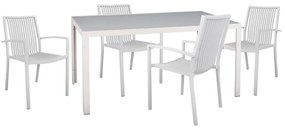 OUTDOOR DINING SET 5PCS BRONCA  METAL TABLE-4 ALUMINUM ARMCHAIRS-WHITE