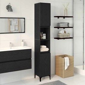 vidaXL Ντουλάπι Μπάνιου Μαύρη δρυς 30 x 30 x 190 εκ Επεξεργασμένο ξύλο