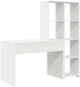 vidaXL Γραφείο με ράφι Λευκό 138.5 x 55 x 143 εκ Επεξεργασμένο ξύλο